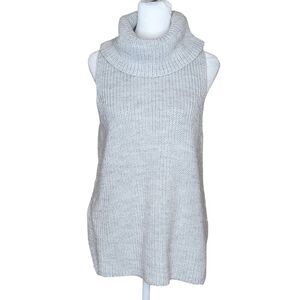 Ever New Melbourne Fern Grey Chunky Knit Sleeveless Turtleneck Sweater Medium